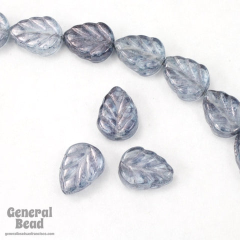 8mm x 10mm Light Blue Luster Leaf Bead (12 Pcs) #3308-General Bead