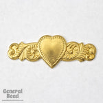 45mm Brass Heart with Floral Banner (2 Pcs) #3319-General Bead