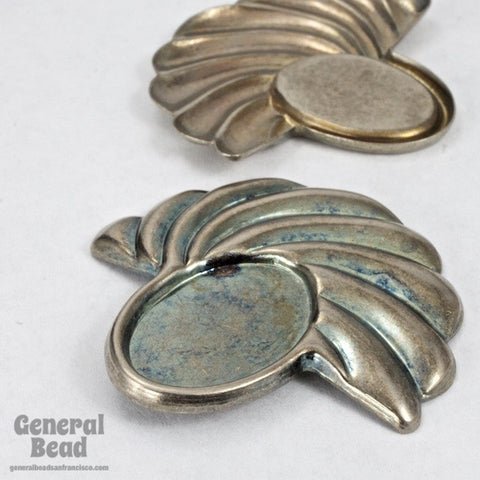 37mm Vintage Antique Silver Right Deco Swirl Semi-Circle (2 Pcs) #3328-General Bead