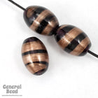 18mm Dark Purple/Bronze Stripe Oval Bead (4 Pcs) #3333-General Bead