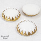 18mm White and Gold Sawtooth Vintage Cabochon #3341-General Bead