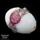 13mm x 18mm White/Gold Oval Bead #3347-General Bead