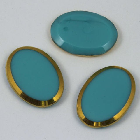 18mm x 25mm Oval Turquoise with Gold Edge #XS6-H-General Bead