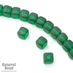 6mm Matte Emerald Cube Bead (10 Pcs) #3351-General Bead