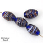 10mm x 16mm Cobalt Oval Bead (4 Pcs) #3359-General Bead