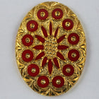 30mm x 40mm Opaque Cherry Red and Gold Intaglio #XS6-J-General Bead