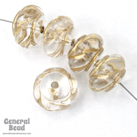18mm Crystal/Gold Swirled Rondelle-General Bead