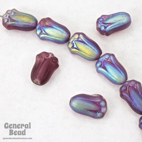 12mm Matte Amethyst AB Tulip Bead (8 Pcs) #3380-General Bead