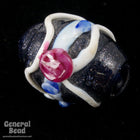 13mm x 18mm Black/White/Pink Oval Bead (4 Pcs) #3381-General Bead