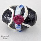 13mm x 18mm Black/White/Pink Oval Bead (4 Pcs) #3381-General Bead