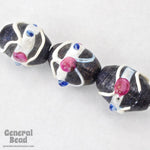 13mm x 18mm Black/White/Pink Oval Bead (4 Pcs) #3381-General Bead
