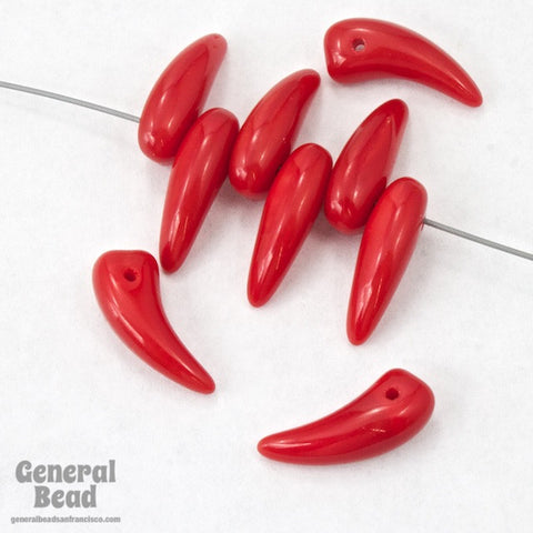 12mm Opaque Red Curved Drop (20 Pcs) #4692-General Bead