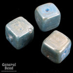 10mm Luster Aqua Cube Bead (10 Pcs) #3386-General Bead