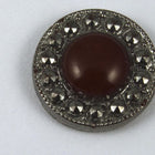 12mm Round Silver Edged Deep Red Cabochon #XS9-C-General Bead