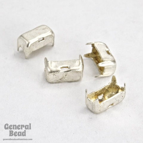 4mm x 8mm Silver Tone Baguette Prong Setting (12 Pcs) #3412-General Bead