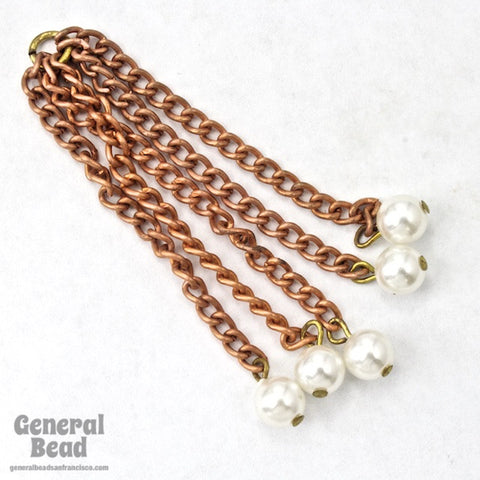 2 1/2 Inch Copper Chain Tassel with Pearls-General Bead