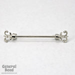 55mm Silver Tone Fleur de Lis Bar Pin Banner Brooch-General Bead