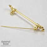 55mm Gold Tone Fleur de Lis Bar Pin Banner Brooch-General Bead