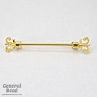 55mm Gold Tone Fleur de Lis Bar Pin Banner Brooch-General Bead