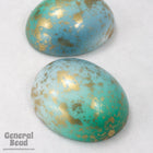 25mm x 30mm Aqua Green/Gold Oval Cabochon #3454-General Bead