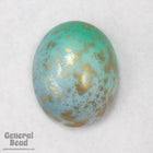 25mm x 30mm Aqua Green/Gold Oval Cabochon #3454-General Bead