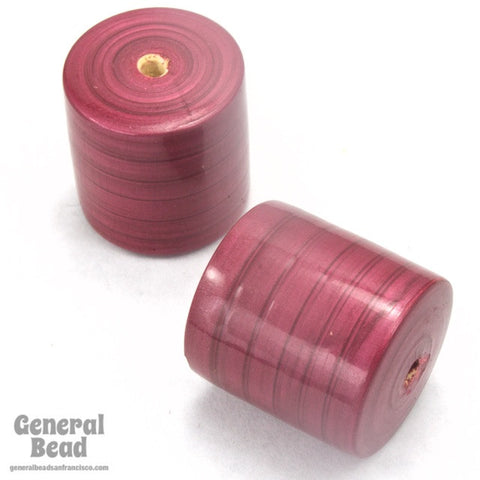 20mm x 25mm Dark Rose Painted Wood Cylinder-General Bead