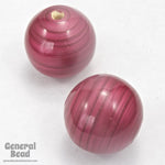 25mm Dark Rose Painted Wood Round Bead-General Bead