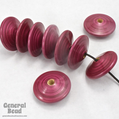25mm Dark Rose Painted Wood Saucer-General Bead