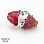 11mm Handmade Ruby/Silver Bead (6 Pcs) #3486-General Bead