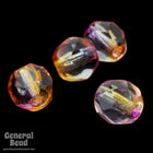 6mm Transparent Rose/Topaz Swirl Fire Polished Bead-General Bead
