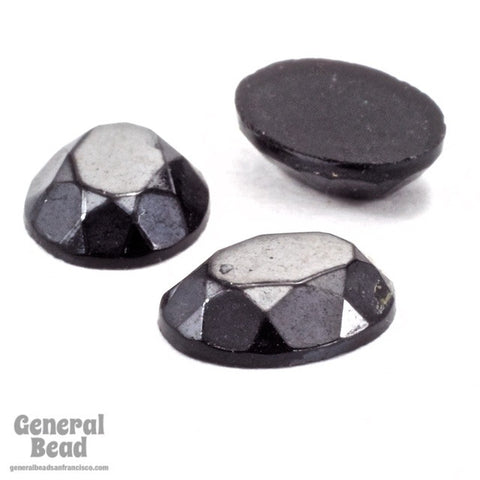 6mm x 8mm Hematite Faceted Oval Cabochon (4 Pcs) #3498-General Bead
