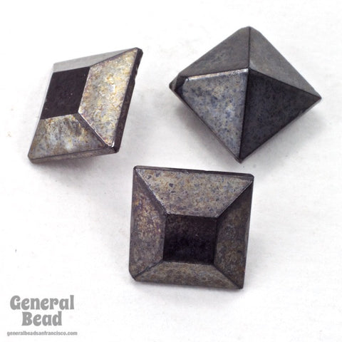 8mm Hematite Faceted Square Point Back Cabochon (4 Pcs) #3501-General Bead