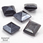 6mm Hematite Faceted Square Point Back Cabochon (6 Pcs) #3503-General Bead