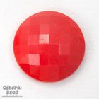 22mm Bright Red Checkerboard Faceted Cabochon (2 Pcs) #3510-General Bead