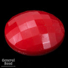 22mm Bright Red Checkerboard Faceted Cabochon (2 Pcs) #3510-General Bead