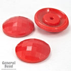 22mm Bright Red Checkerboard Faceted Cabochon (2 Pcs) #3510-General Bead