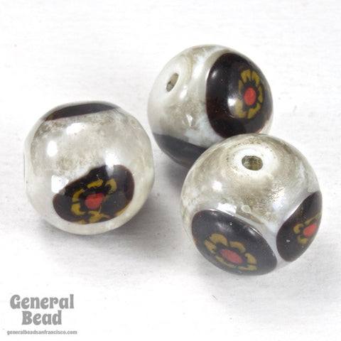 12mm Handmade Grey/Dark Blue Round Bead (10 Pcs) #3538-General Bead