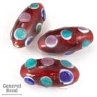 12mm x 25mm Transparent Ruby Oval Bead with Multi-Color Spots (4 Pcs) #3543-General Bead