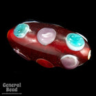 12mm x 25mm Transparent Ruby Oval Bead with Multi-Color Spots (4 Pcs) #3543-General Bead