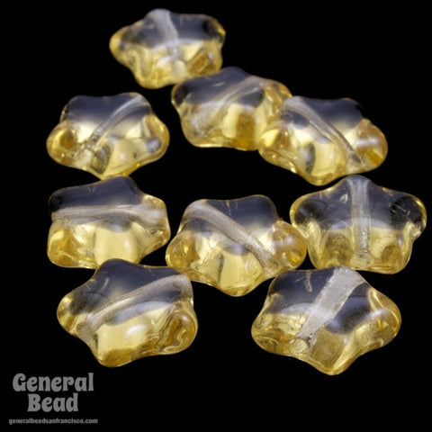 6mm Light Topaz Czech Glass Star Bead (25 PcS) #3569-General Bead