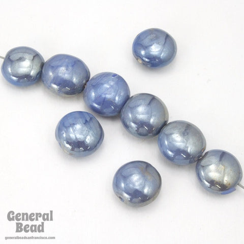 7mm x 12mm Light Blue Luster Glass Cushion Bead (12 Pcs) #3571-General Bead