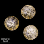 10mm Light Topaz Crackle Round Glass Bead (12 Pcs) #3575-General Bead