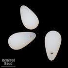 6mm x 11mm Frosted White Glass Teardrop (12 Pcs) #3577-General Bead