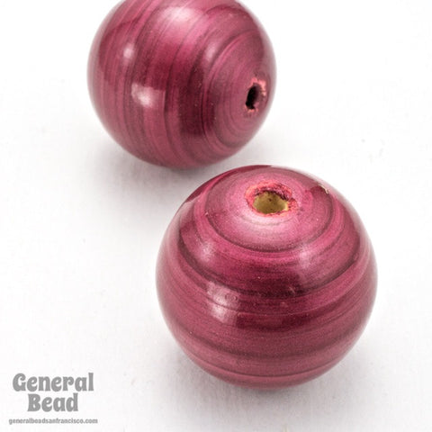 20mm Dark Rose Painted Wood Round Bead-General Bead