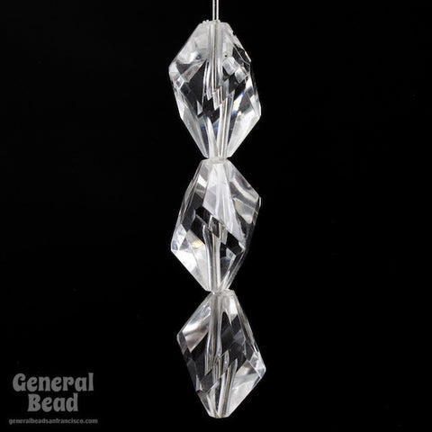 9mm x 15mm Vintage Clear Lucite Twisted Diamond Bead-General Bead