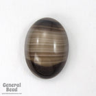 13mm x 18mm Coffee and Cream Striped Oval Glass Cabochon (2 Pcs) #3601-General Bead
