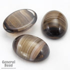13mm x 18mm Coffee and Cream Striped Oval Glass Cabochon (2 Pcs) #3601-General Bead