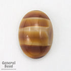 13mm x 18mm Caramel and Cream Striped Oval Glass Cabochon (2 Pcs) #3602-General Bead