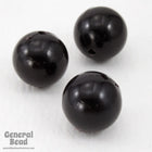 12mm Vintage Opaque Black Lucite Round Bead-General Bead