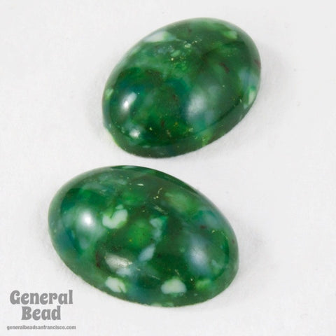 13mm x 18mm Mottled Green Oval Cabochon-General Bead
